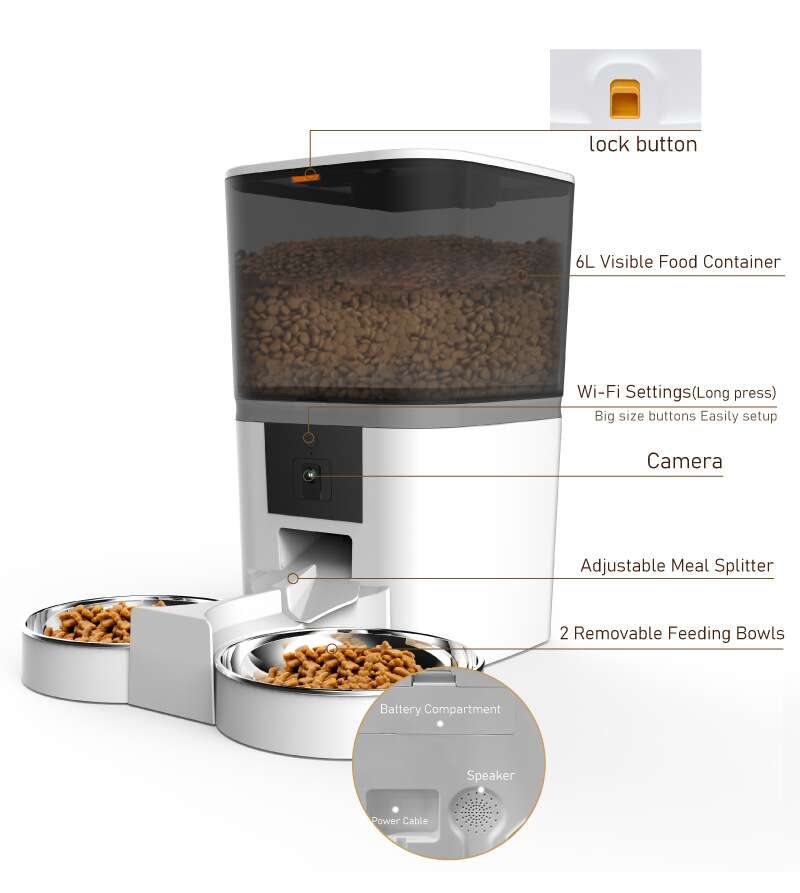 Automatic Feeders For Cats With Camera for monitoring pets PT-04