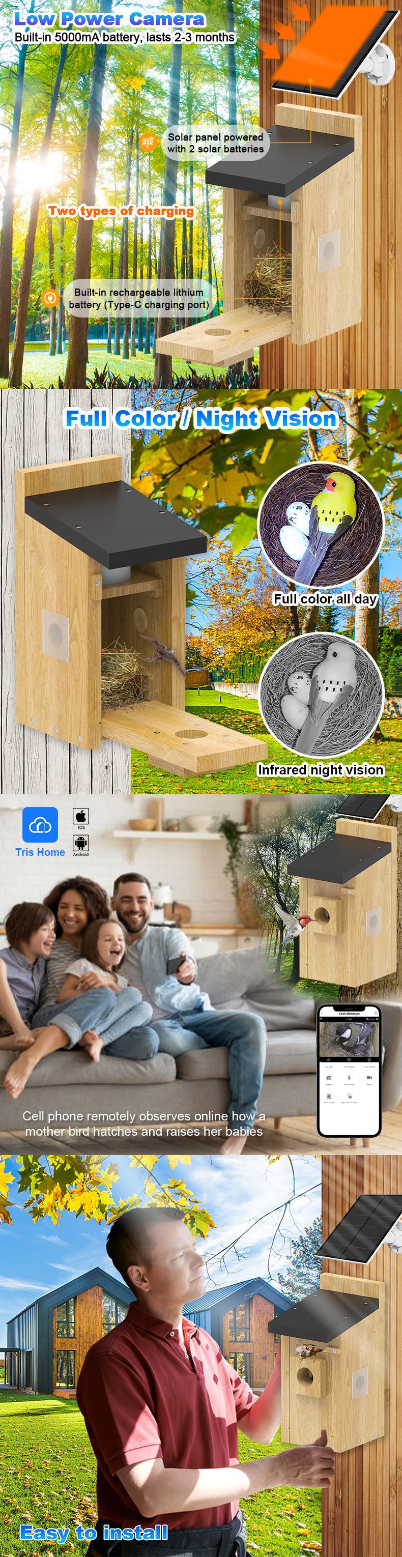 Bird Watching Camera Feeders For Outside PT-11
