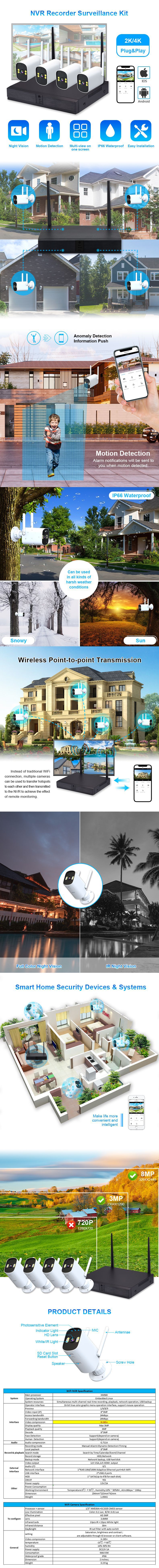 4CH Good Wireless Cctv Camera System KT-02
