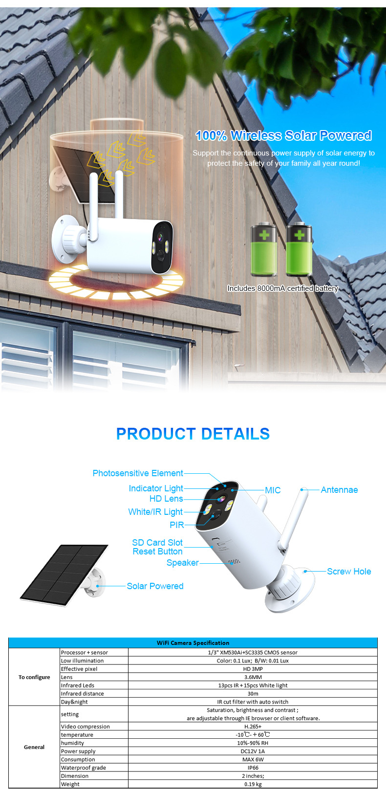 Single Security Battery Backyard Solar Wifi Camera SR-06
